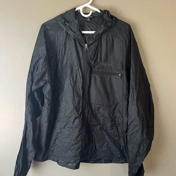 Marmot Other - Marmot men’s xl black windbreaker zipper jacket foldable hood outdoor